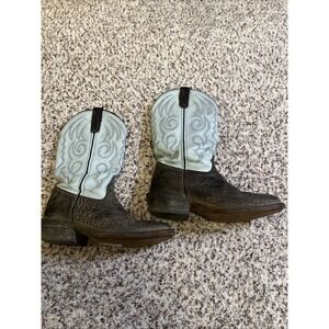 Double H Cowboy Ladies Boots Sz8.5 M Embroidered Western Colorful Blue Brown